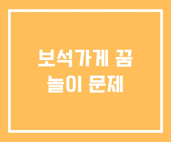보석가게 꿈 놀이 문제 보석가게 꿈 놀이 문제