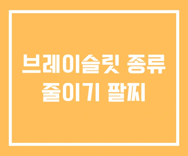 브레이슬릿 종류 줄이기 팔찌