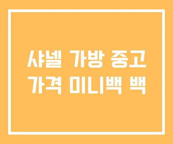 샤넬 가방 중고 가격 미니백 백