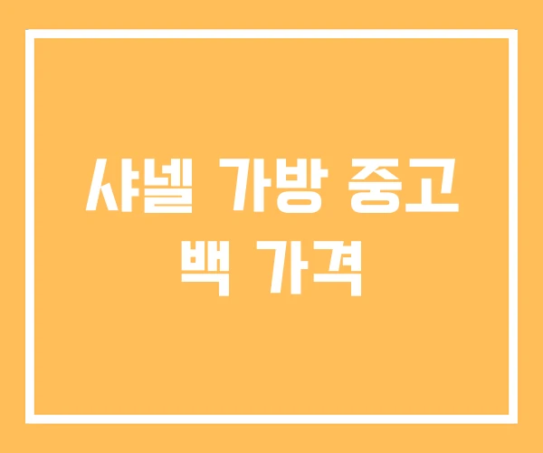 샤넬 가방 중고 백 가격