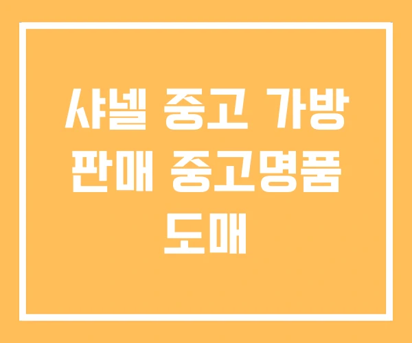 샤넬 중고 가방 판매 중고명품 도매