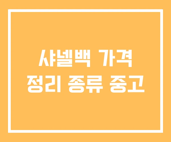 샤넬백 가격 정리 종류 중고