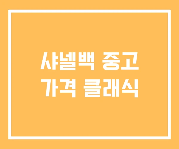 샤넬백 중고 가격 클래식 샤넬백 중고 가격 클래식