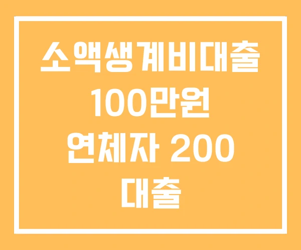 소액생계비대출 100만원 연체자 200 대출 소액생계비대출 100만원 연체자 200 대출