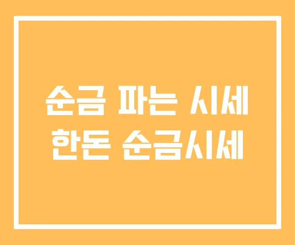 순금 파는 시세 한돈 순금시세