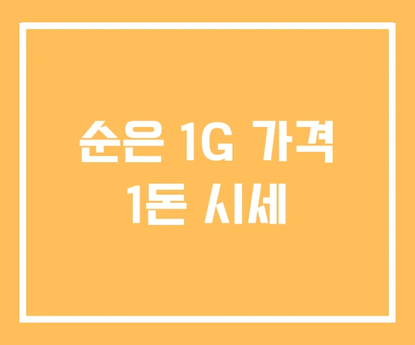 순은 1G 가격 1돈 시세 순은 1G 가격 1돈 시세