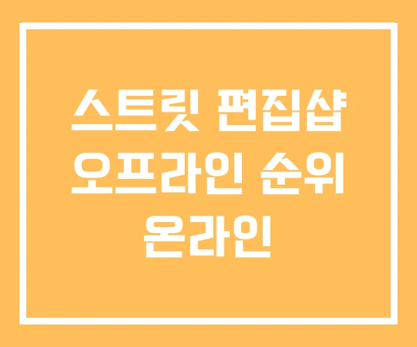 스트릿 편집샵 오프라인 순위 온라인