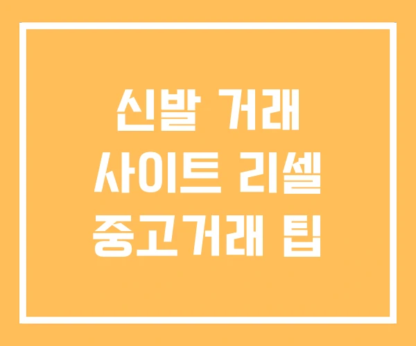 신발 거래 사이트 리셀 중고거래 팁