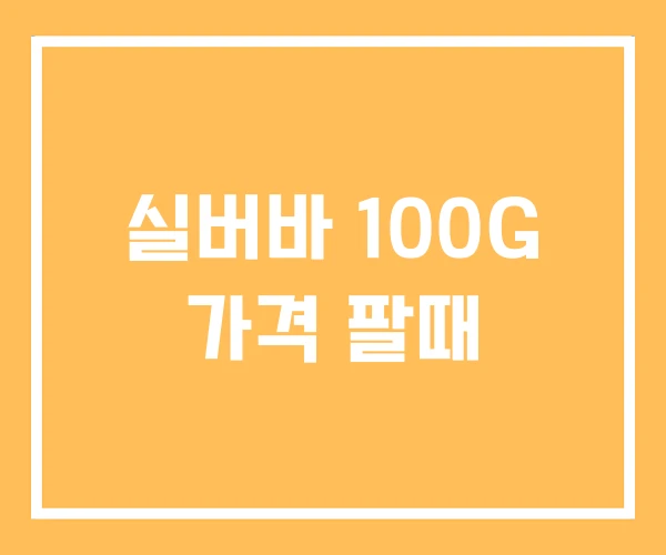 실버바 100G 가격 팔때 실버바 100G 가격 팔때