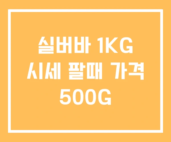 실버바 1KG 시세 팔때 가격 500G 실버바 1KG 시세 팔때 가격 500G