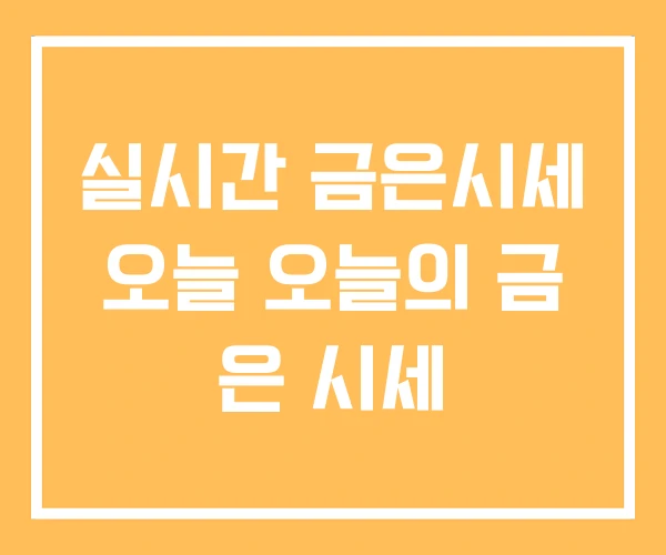 실시간 금은시세 오늘 오늘의 금 은 시세