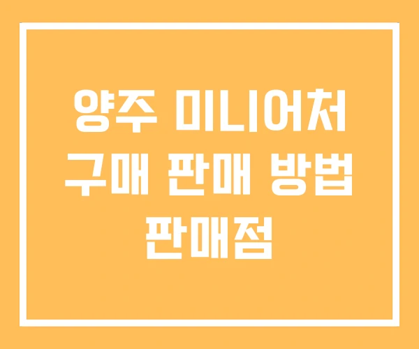 양주 미니어처 구매 판매 방법 판매점