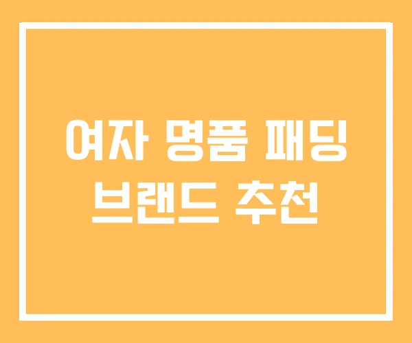 여자 명품 패딩 브랜드 추천 여자 명품 패딩 브랜드 추천