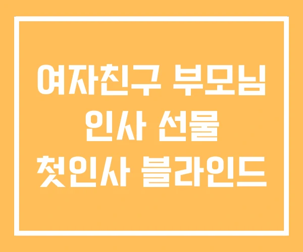 여자친구 부모님 인사 선물 첫인사 블라인드