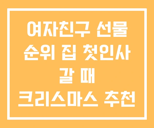 여자친구 선물 순위 집 첫인사 갈 때 크리스마스 추천
