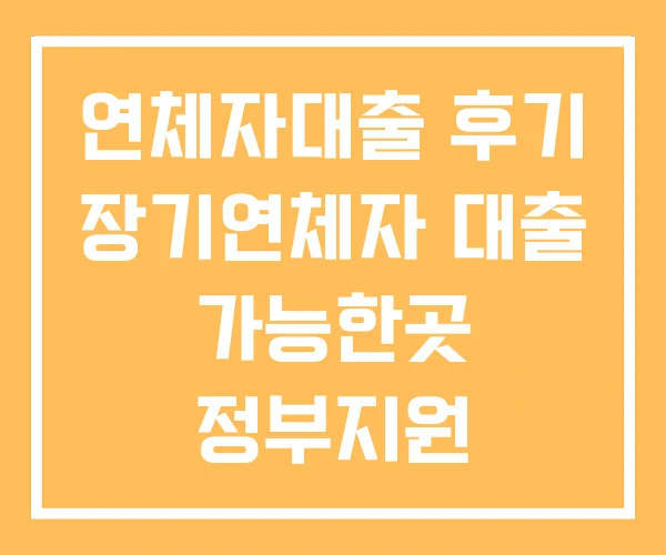연체자대출 후기 장기연체자 대출 가능한곳 정부지원