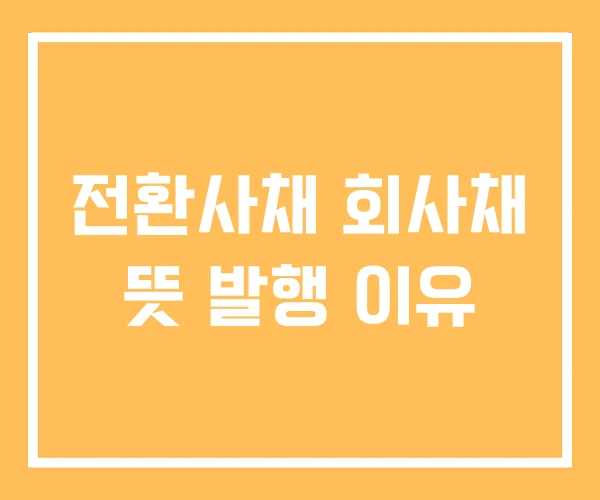 전환사채 회사채 뜻 발행 이유 전환사채 회사채 뜻 발행 이유