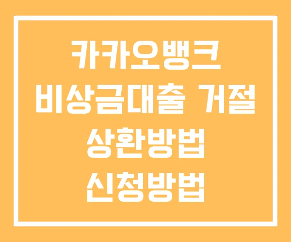 카카오뱅크 비상금대출 거절 상환방법 신청방법 카카오뱅크 비상금대출 거절 상환방법 신청방법