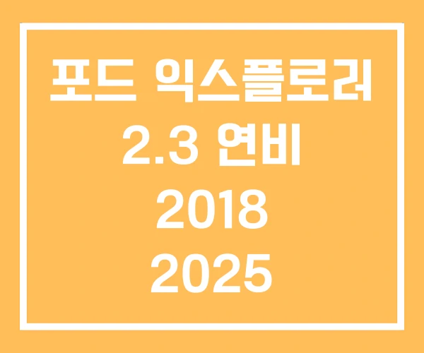 포드 익스플로러 2.3 연비 2018 2025 포드 익스플로러 2.3 연비 2018 2025