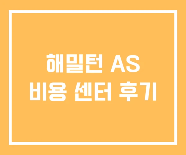 해밀턴 AS 비용 센터 후기