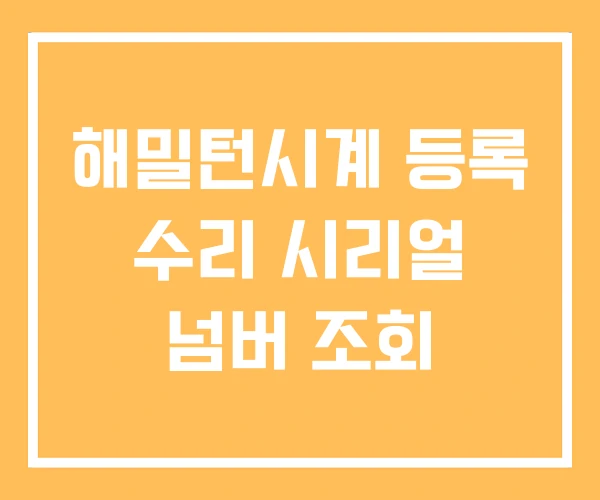 해밀턴시계 등록 수리 시리얼 넘버 조회